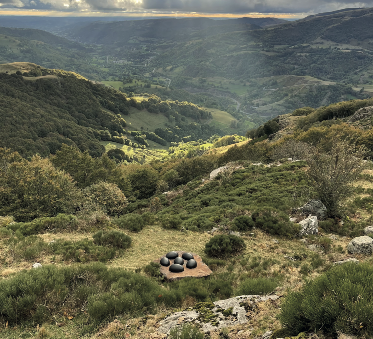 Atelier en Auvergne, paysage volcanique